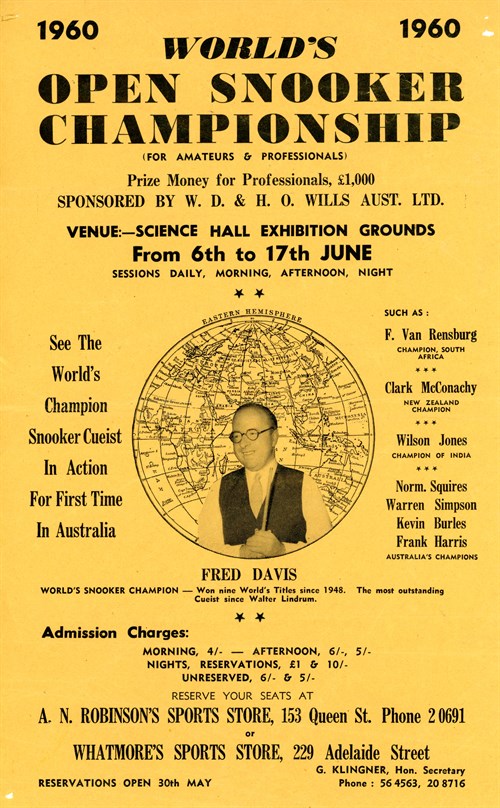 1960 World Open Snooker Poster