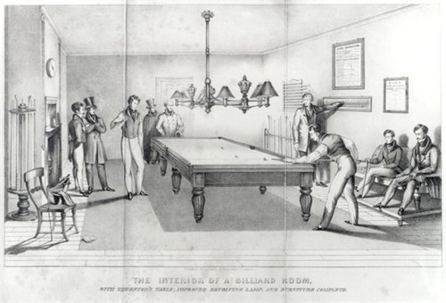 Thurston Billiard Match Room with oil lamps
