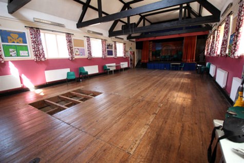 Bromborough Village Institute Hall removing floor 2