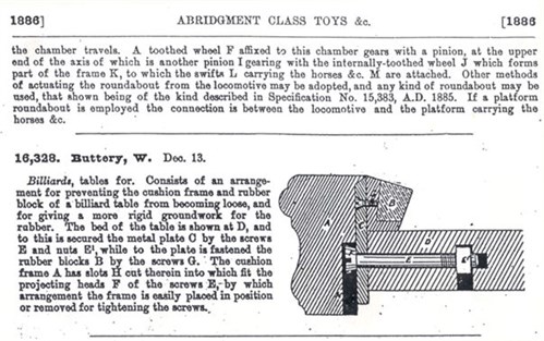 1886 Steel Block Billiard Cushion Patent