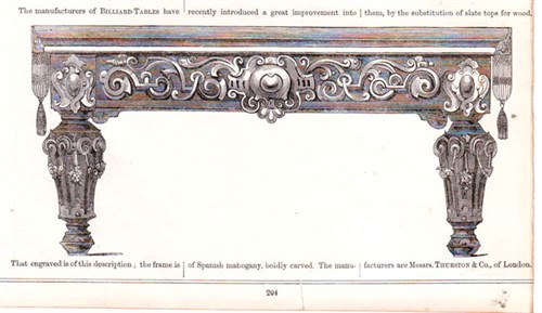 Thurston 1851 exhibition Billiard Table