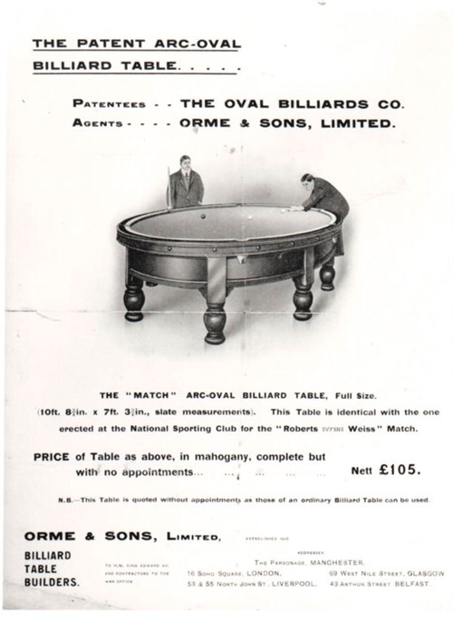 Orme & Sons round billiard table